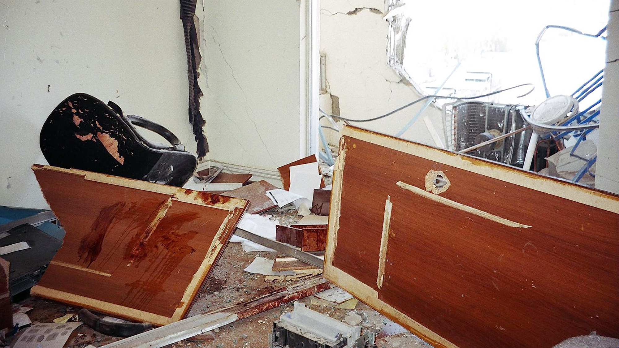 A partial view of the offices inside the United Nations headquarters in Baghdad, that was destroyed by a truck bomb on August 19, 2003.