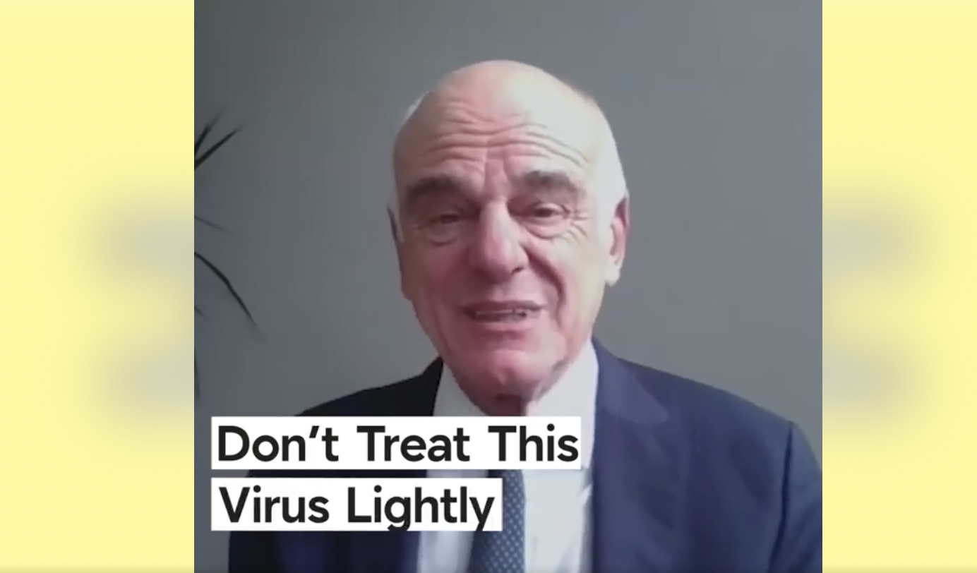 David with caption saying 'don't treat this virus lightly'